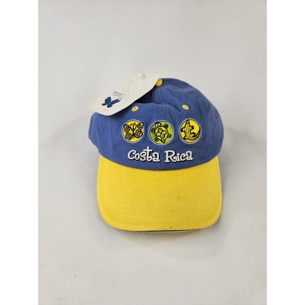 Costa‎ Rica Embroidered Hat Sea Turtles Butterflies Lizard Cap Adjustable Cotton
